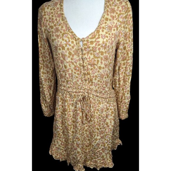 Barefoot Blonde Joni Play Dress Neutral Floral With Drawstring Waist - Picture 1 of 9